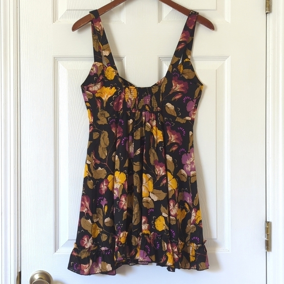 Intimately Free People Lattice Lovers Floral Sweetheart Mini Slip Dress Black XS - Picture 12 of 15